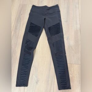 ALO Yoga Black Ribbed Moto Leggings